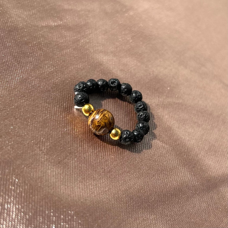 Picture Jasper Lava Rock Ring