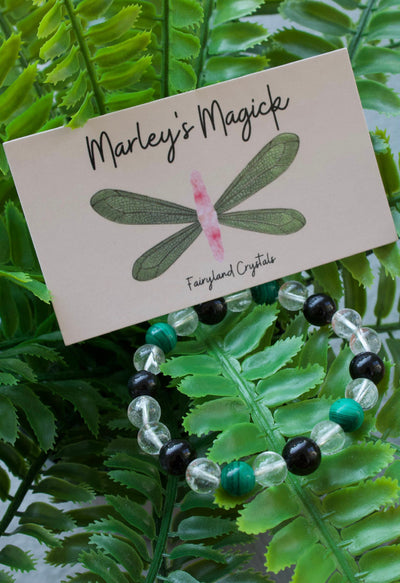 Obsidian x Malachite x Clear Quartz Bracelet