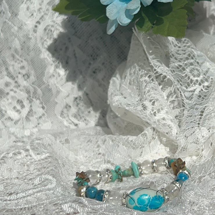 Blue Apatite x Turquoise x Clear Quartz Bracelet