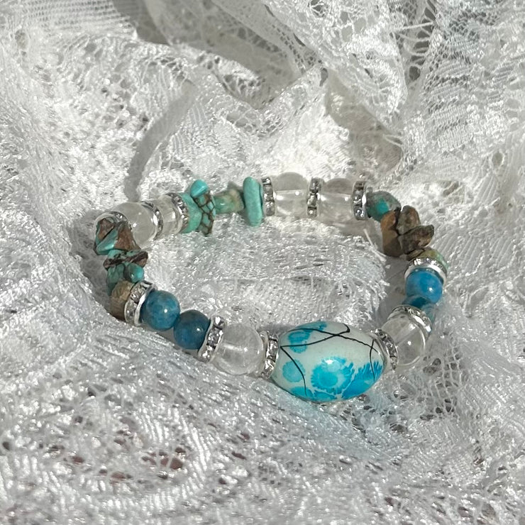 Blue Apatite x Turquoise x Clear Quartz Bracelet
