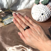 Blue Apatite Lava Rock Ring