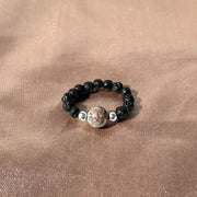 Blue Apatite Lava Rock Ring