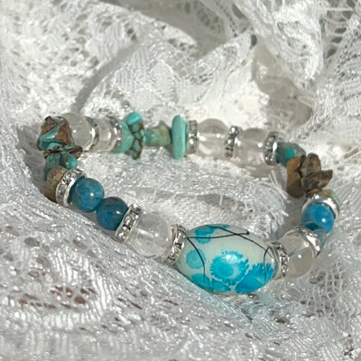 Blue Apatite x Turquoise x Clear Quartz Bracelet