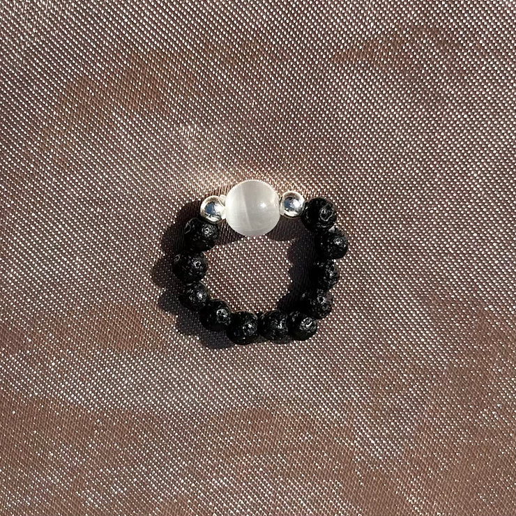 Cat Eye Lava Rock Ring