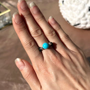 Blue Apatite x Dyed Magnesite Lava Rock Ring