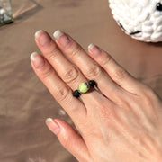 Flower Jade Lava Rock Ring
