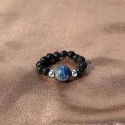 Lapis Lazuli Lava Rock Ring