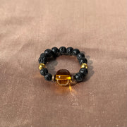 Amber Lava Rock Ring