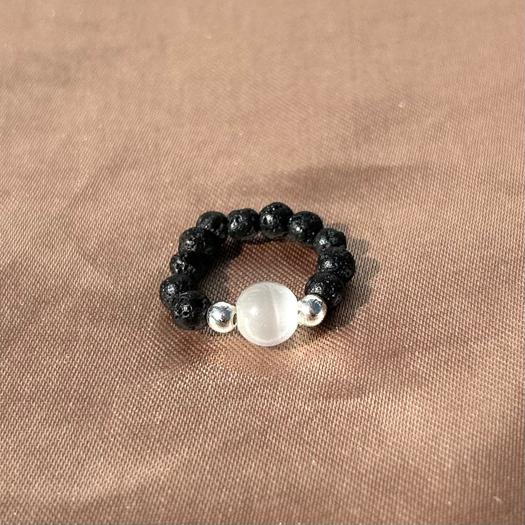 Cat Eye Lava Rock Ring
