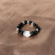 Blue Lace Agate Lava Rock Ring