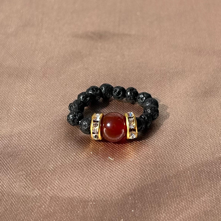 Carnelian Lava Rock Ring