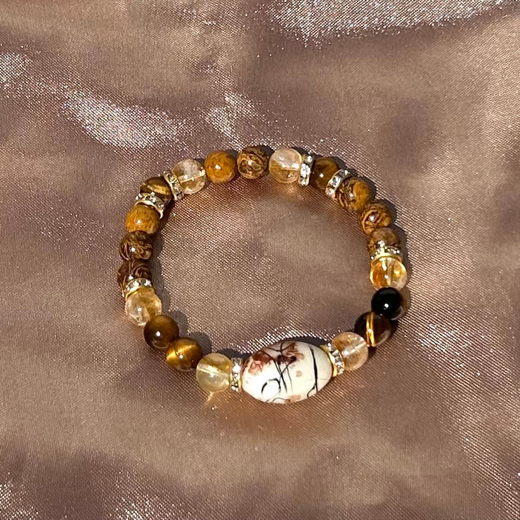 Citrine x Tiger Eye X Picture Jasper Bracelet