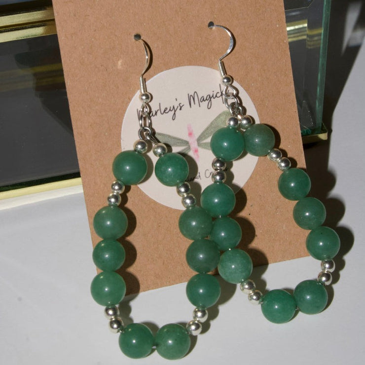 Green Aventurine Hoops