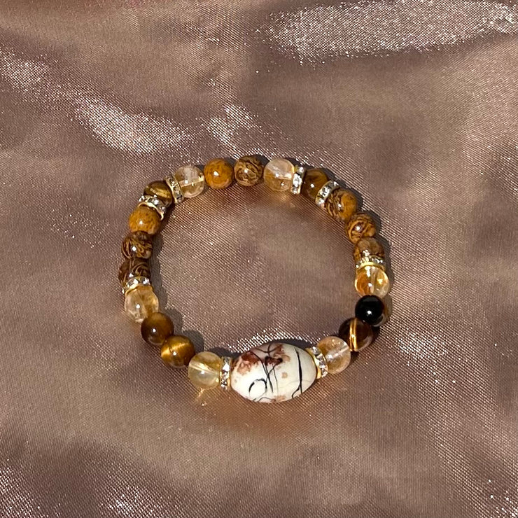 Citrine x Tiger Eye X Picture Jasper Bracelet