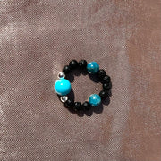 Blue Apatite x Dyed Magnesite Lava Rock Ring