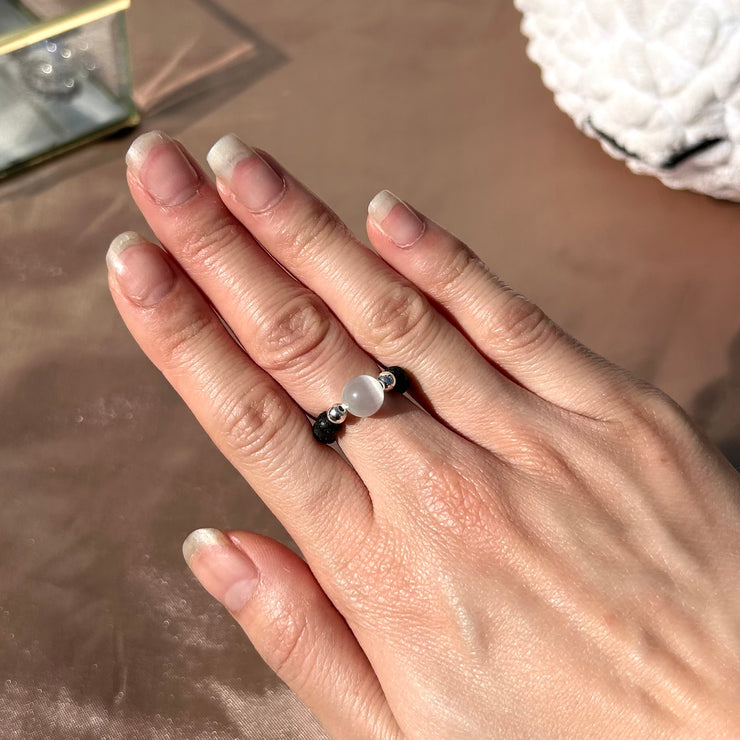 Cat Eye Lava Rock Ring