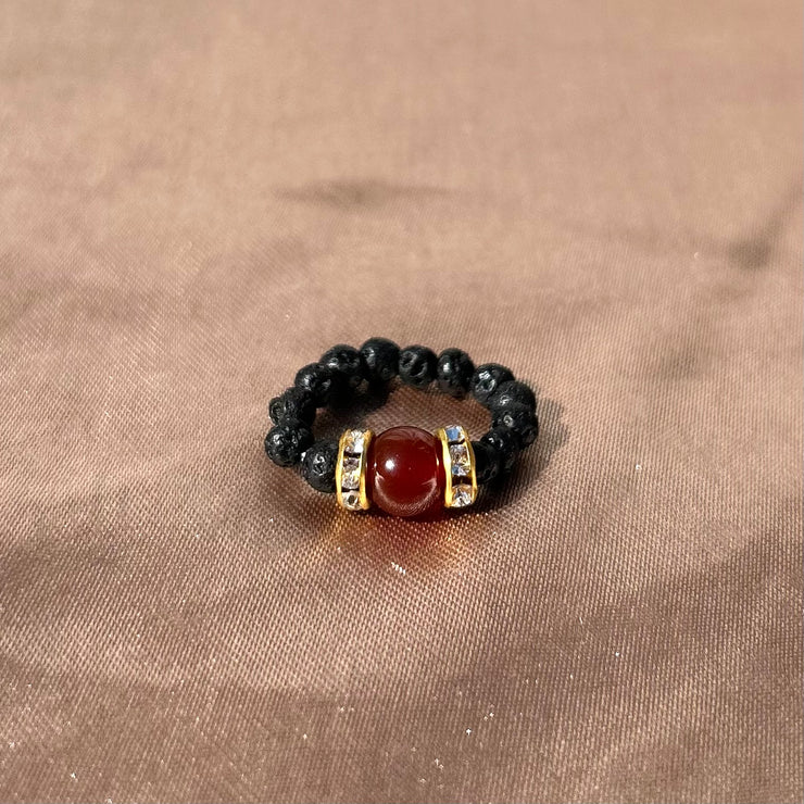 Carnelian Lava Rock Ring