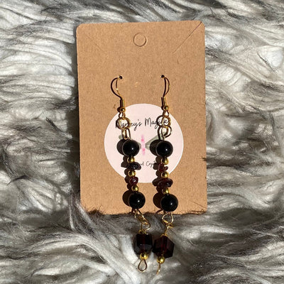 Obsidian x Garnet Dangles