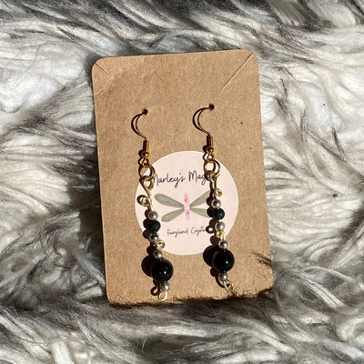 Obsidian x Lava Rock Dangles
