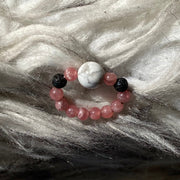 Rhodochrosite x Lava Rock x Howlite Ring