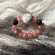 Rhodochrosite x Lava Rock x Howlite Ring